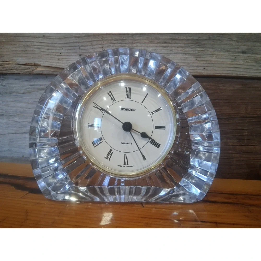VINTAGE 1995 Staiger Germany & Cristal D' Argue France 24% Lead Crystal Clock
